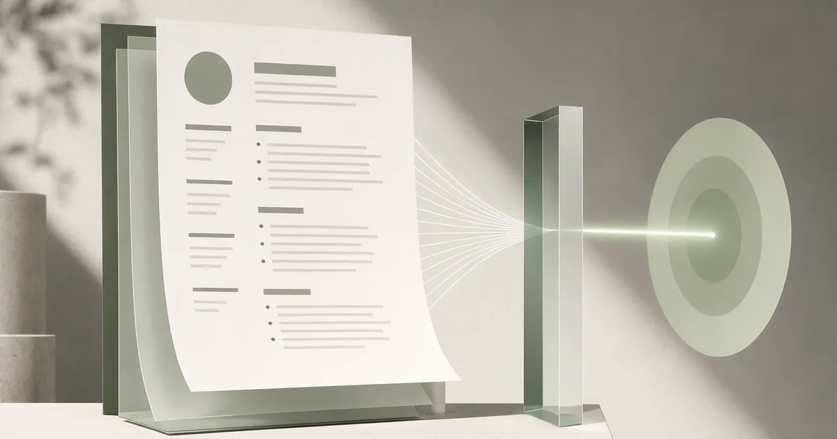 Minimal editorial hero image for AI Resume Builder 2026: What Actually Works (And What Doesn't)